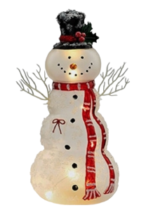 10'' LED Light Up Snowman with Scarf   Battery Operated