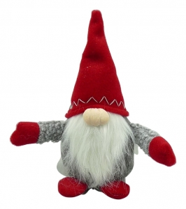 10'' Red & Grey Plush Sitting Gnome