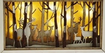 10'' x 6'' 3D MDF Deer/Forest Light Up Box with Timer