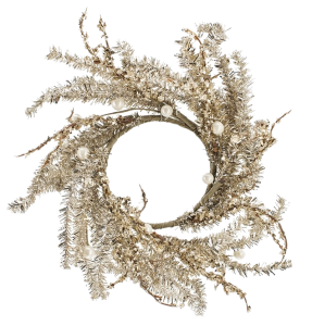 11'', 5'' Opening Champagne Tinsel Candle Ring
