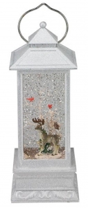 11'' Silver Glitter Deer Snow Globe with Timer Battery Operated 