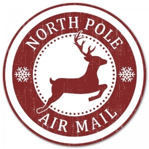 12'' Round Metal North Pole Air Mail Sign