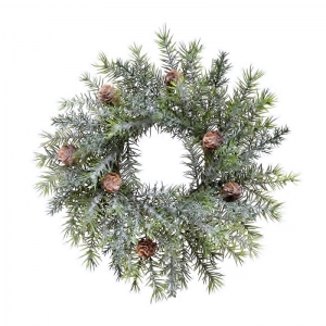 12'', 4'' Opening Snow Pine with Pine Cones Candle Ring