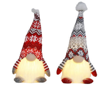 13'' Snowflake Light Up Glow Standing Gnome S/2