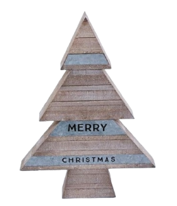 13'' Wood/Metal Merry Christmas Tree Block