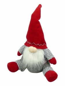 14'' Red & Grey Plush Sitting Gnome