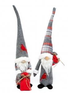 16'' Cardinal/Plaid Gnome Pair S/2