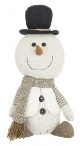 17'' Brown & White  Plush Snowman with Feet