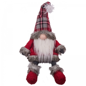 19'' Fabric Sitting Gnome with Plaid Hat