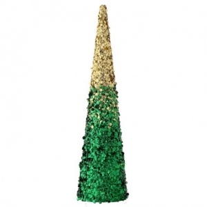 24'' Green/Gold Shaded Sequin Cone Tree