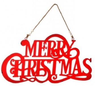 24''  Red Metal Merry Christmas Sign