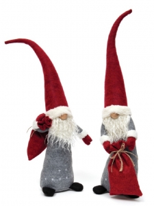 26'' Red and Grey Gnomes with Bags S/2