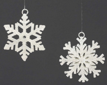 3'' Metal 3D Mini Snowflake Ornament S/2