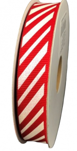 #3 Red Grosgrain with White Glitter Stripes Ribbon 10 yards 
