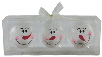 4'' Frosted Snowman LED Glow Heads S/3 Batteries Included