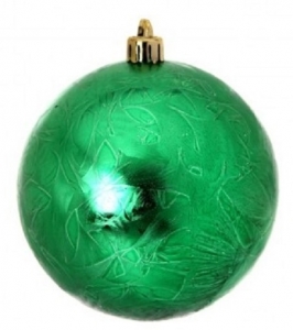 4'' Green Frost Ball Ornament S/4