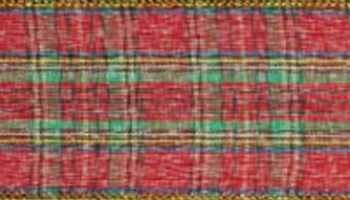 #40 Wired Christmas Value Plaid Ribbon 50 yards