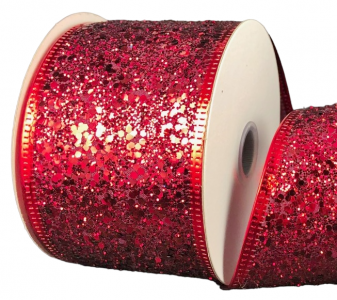 #40 Wired Dark Red Super Glitter ribbon 10 yards 
