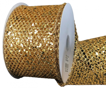 #40 Wired Gold Mega Glitter Net Ribbon 10 yards 