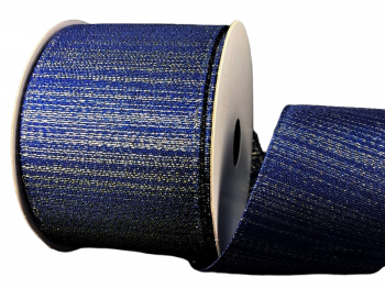 #40 Wired Navy/Gold Metallic Weave ribbon 10 yards 
