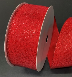 #40 Wired Red Glitter Satin Ribbon 50 yards 
