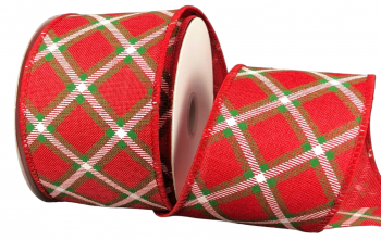 #40 Wired Red Linen White/Green Asher Plaid Ribbon 10 yards 
NO LONGER AVAILABLE 