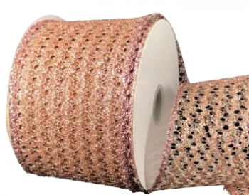 #40 Wired Rose Gold Squiggle Glitter Net ribbon 10 yards