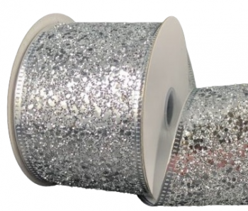 #40 Wired Silver Super Glitter ribbon 10 yards 