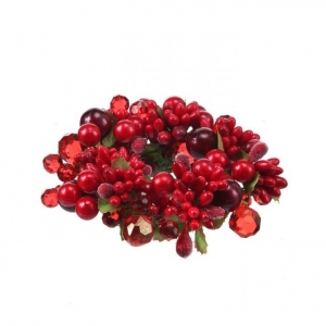 5'', 2.5'' Opening Pearl/Berry/Jewel Candle Ring Red/Burgundy