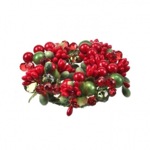 5'', 2.5'' Opening Pearl/Berry/Jewel Candle Ring Red/Green
