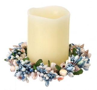 5.5'', 3.5'' Opening  Pip Berry/Sea Shell Candle Ring. Candle not Included.