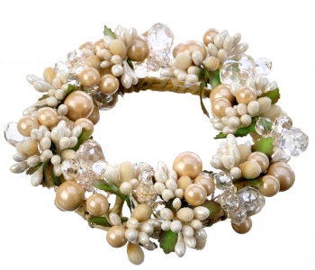 6'', 4'' Opening Pearl/Berry/Jewel Candle Ring Champagne