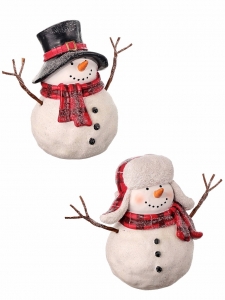 6'' Resin Snowman with Wire Twig Arms S/2