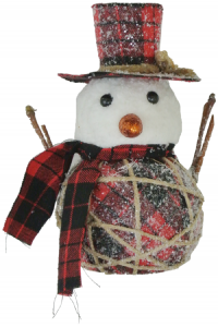 7'' Red & Black Plaid Snowman with Hat