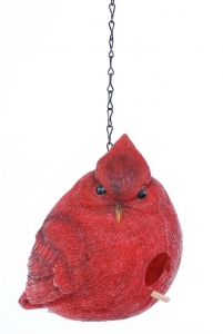 7'' Resin Cardinal Birdhouse with Clean out Hole and Plug 