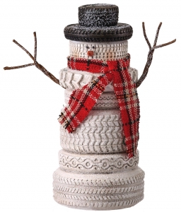 8'' Resin Country Tire Stack Snowman