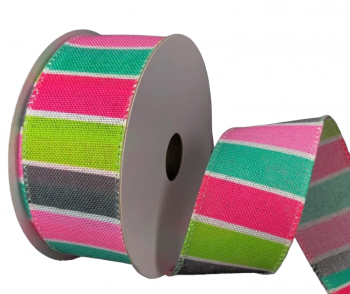 #9 Frida Stripes Pink/Teal/Lime Ribbon 10 yards 