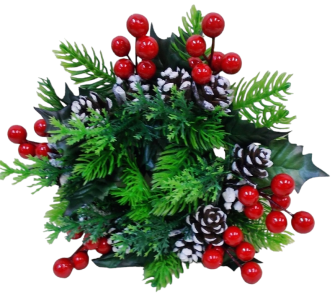 9'', 3'' Opening Pine Berries Pine Cones Candle Ring