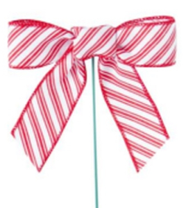 #9 Wired Candy Cane 2 Bow Pick Bag of 25