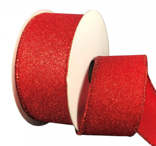 #9 Wired Flat Glitter Red Ribbon 10 yards 