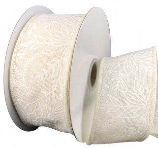 #9 Wired Ivory Canvas/White Glitter Poinsettias Ribbon 10 yards 
NO LONGER AVAILABLE 