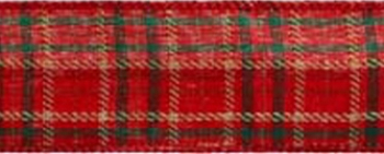 #9 Wired Kape Red/Green Plaid Ribbon  25 yards 