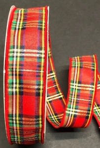 #9 Wired Tartan Green and Red Plaid Ribbon 50yards!