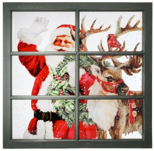 Acrylic Santa with Reindeer Window