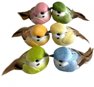 Birds Assorted Colors with Clip S/12 3'' 