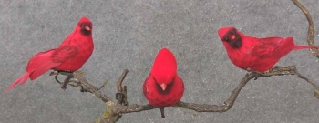 Birds Mushroom Cardinals with Clip S/12 5'' 