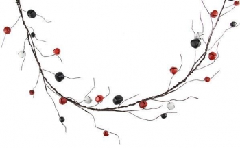 Black/Red/White Jingle Bell Twig Garland 5'