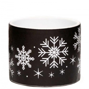 Black/White Ceramic Snowflake Container 4''