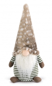 Brown and White Fuzzy Hat Gnome in 3 Sizes 11'', 14''., 18''