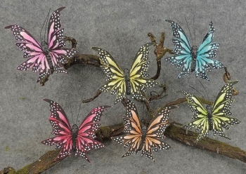 Butterflies with Clip Assorted Colors S/12 3.5''